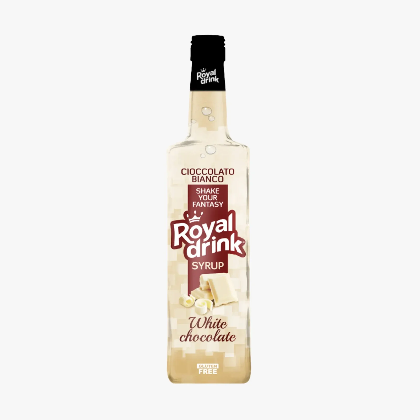 Bottle of Royal Drink white chocolate syrup with